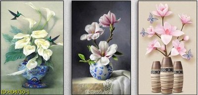 Tải file gốc Tranh bộ 3 bình hoa HD4760 (in khổ lớn) không mờ
