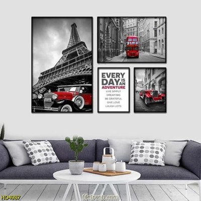 Tải về file tranh gốc File tranhbộ 4 pari ô tô đỏ HD4987 (để in quảng cáo)