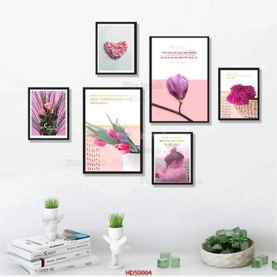 File gốc File tranh treo bộ 6 tấm bắc âu HD50004 (in lụa) hoa văn cổ điển