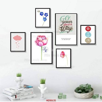 File tranh in tráng gương File tranh treo bộ 6 tấm bắc âu HD50135 (siêu nét)