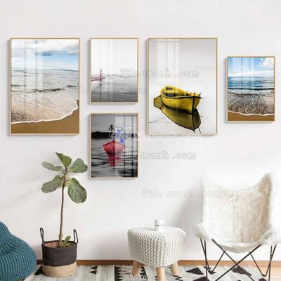 Tải file File tranh bộ 5 tấm hiện đại HD51007 (ảnh gốc) in tráng gương