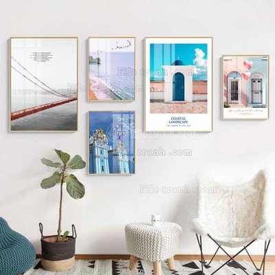 Tải file File tranh bộ 5 tấm hiện đại HD51014 (gốc) in nhanh