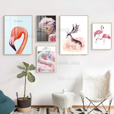 File tranh File tranh bộ 5 tấm hiện đại HD51023 (gốc) chủ đề trẻ em