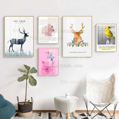 Tải file gốc File tranh bộ 5 tấm hiện đại HD51030 (in bạt) quảng cáo