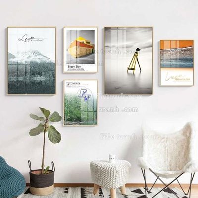 File gốc File tranh bộ 5 tấm hiện đại HD51036 (phong cách) châu Âu