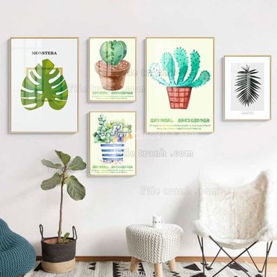 Cung cấp file tranh gốc File tranh bộ 5 tấm hiện đại HD51072 độc quyền