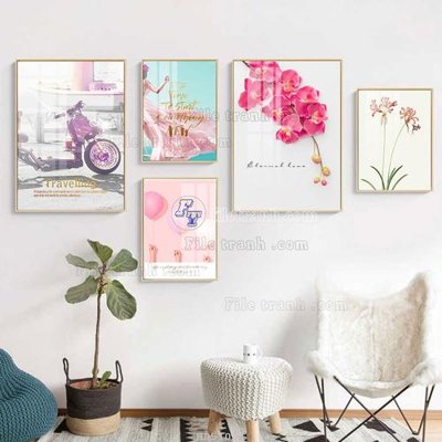 Tải file gốc File tranh bộ 5 tấm hiện đại HD51081 (in khổ lớn) không vỡ