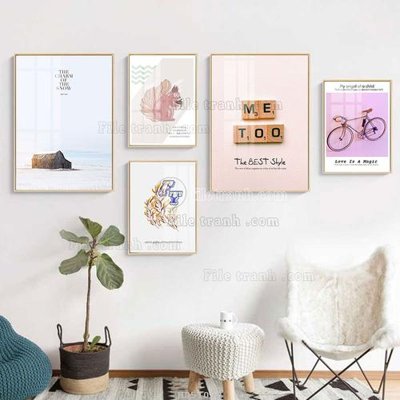 File in ấn File tranh bộ 5 tấm hiện đại HD51089 chuyên nghiệp