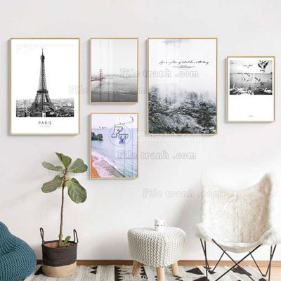 File PSD File tranh bộ 5 tấm hiện đại HD51095 (nguyên bản) cho thiết kế