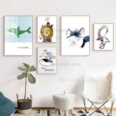 Ảnh mô tả file gốc in mica File tranh bộ 5 tấm hiện đại HD51106