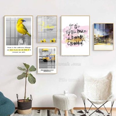 Hình ảnh file gốc File tranh bộ 5 tấm hiện đại HD51111 cho in UV