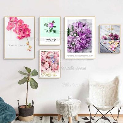 Ảnh gốc File tranh bộ 5 tấm hiện đại HD51113 (độ nét cao) in tráng gương