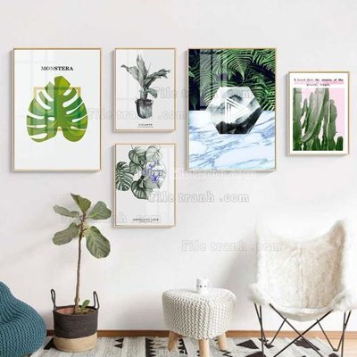 File in ấn File tranh bộ 5 tấm hiện đại HD51134 (bản gốc) từ file gốc