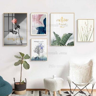 Tải file File tranh bộ 5 tấm hiện đại HD51141 (PSD) cho in ấn quảng cáo