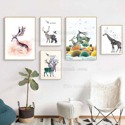 Tải file gốc File tranh bộ 5 tấm hiện đại HD51149 (in bạt) quảng cáo