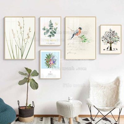 File PSD File tranh bộ 5 tấm hiện đại HD51161 (bản gốc) cho nhà in