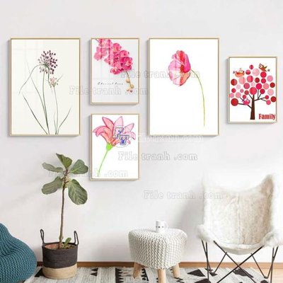 Hình ảnh gốc File tranh bộ 5 tấm hiện đại HD51168 (để in khổ lớn)