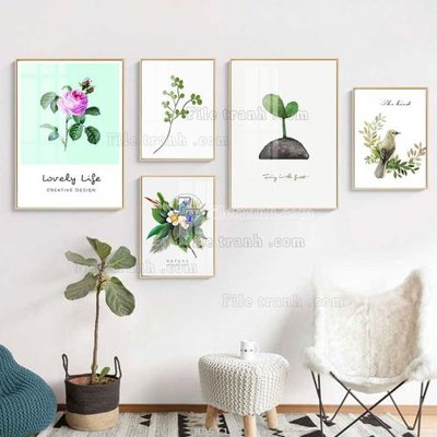 Tải file File tranh bộ 5 tấm hiện đại HD51180 (gốc) làm file thiết kế
