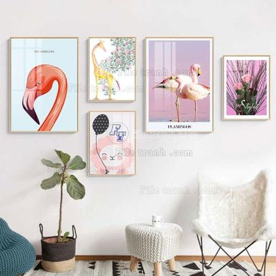 Download file File tranh bộ 5 tấm hiện đại HD51182 (gốc) in mica đèn LED