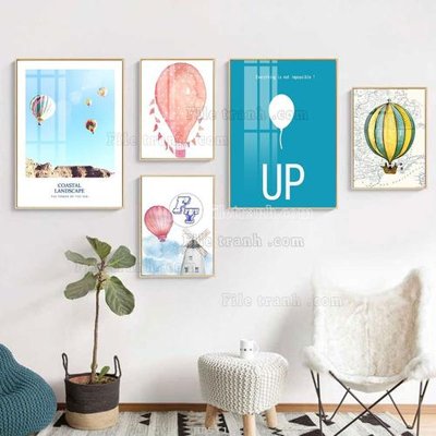 File PSD File tranh bộ 5 tấm hiện đại HD51191 (bản gốc) đã tách nền