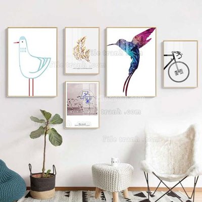 File tranh File tranh bộ 5 tấm hiện đại HD51192 (bản gốc) treo tường