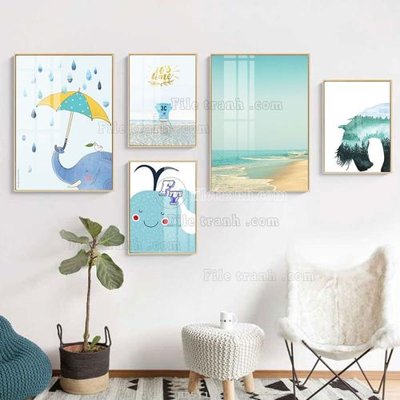 File tranh File tranh bộ 5 tấm hiện đại HD51197 (gốc) in film