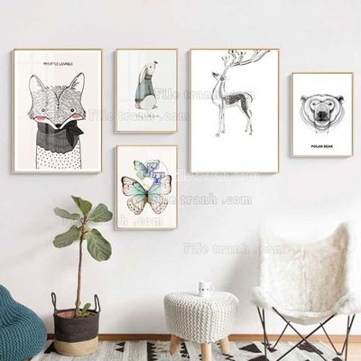 Download file tranh PSD File tranh bộ 5 tấm hiện đại HD51201 để chỉnh sửa