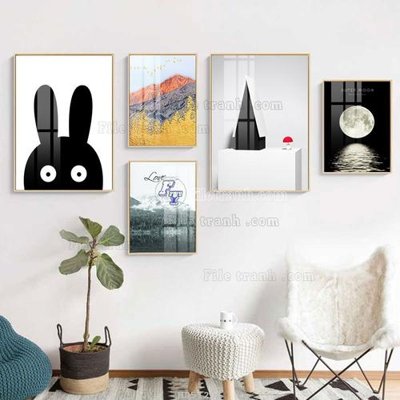 Download file File tranh bộ 5 tấm hiện đại HD51204 (chuẩn in) chất lượng cao