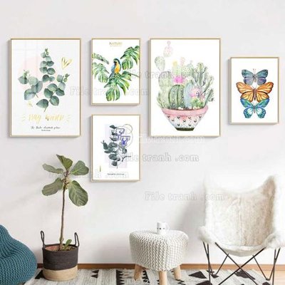 File tranh File tranh bộ 5 tấm hiện đại HD51205 (gốc) phong cách tối giản