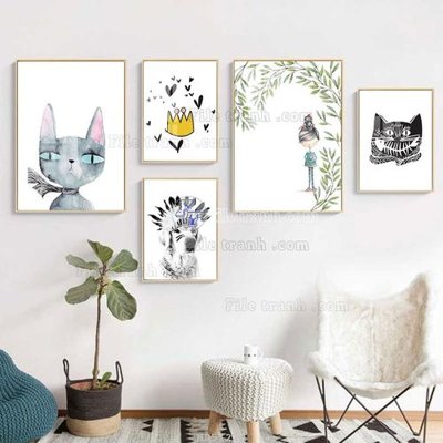 File gốc File tranh bộ 5 tấm hiện đại HD51220 (trang trí) cho phòng khách