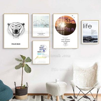 File tranh File tranh bộ 5 tấm hiện đại HD51221 (gốc) chủ đề thiên nhiên