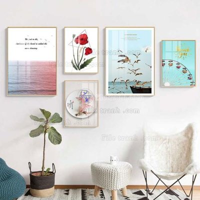 File gốc File tranh bộ 5 tấm hiện đại HD51227 (PNG) nền trong suốt