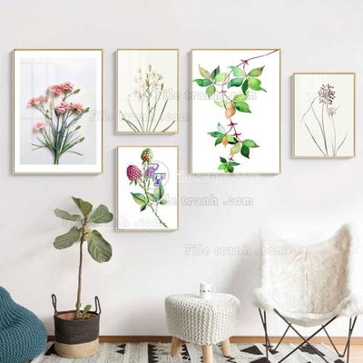 Download file gốc File tranh bộ 5 tấm hiện đại HD51228 (in lụa) cao cấp