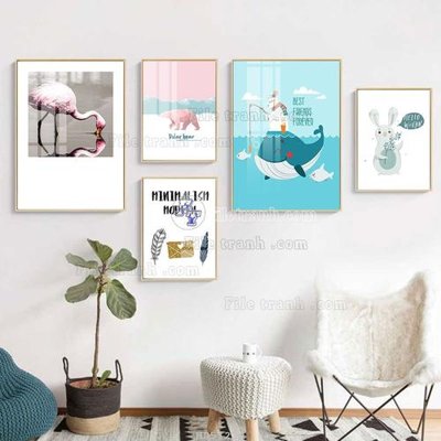 File tranh File tranh bộ 5 tấm hiện đại HD51230 (bản gốc) in lụa 3D