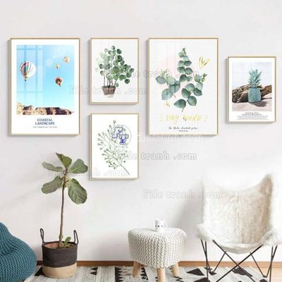 File tranh File tranh bộ 5 tấm hiện đại HD51251 (gốc) chủ đề con người