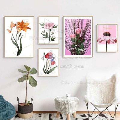 File tranh File tranh bộ 5 tấm hiện đại HD51272 (bản gốc) treo tường