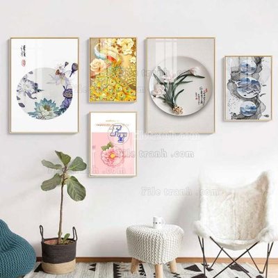 Download file File tranh bộ 5 tấm hiện đại HD51273 (chất lượng in ấn)