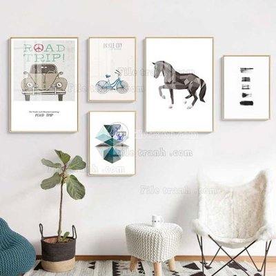 Tải file PSD File tranh bộ 5 tấm hiện đại HD51284 (nguyên layer) để in