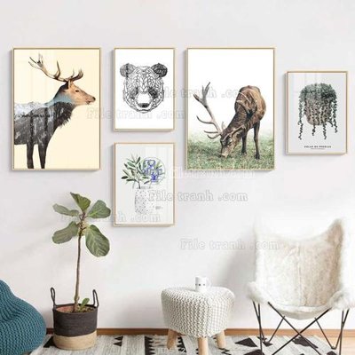 Tải file File tranh bộ 5 tấm hiện đại HD51287 (ảnh gốc) in tranh kính