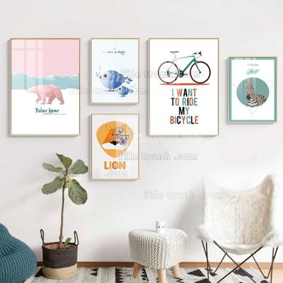 File PSD File tranh bộ 5 tấm hiện đại HD51288 (chất lượng in ấn)