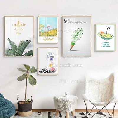 File tranh trang trí File tranh bộ 5 tấm hiện đại HD51290 (file gốc)