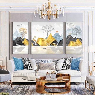 Download file gốc File tranh bộ hiện đại HD5164 (in lụa) hoa lá