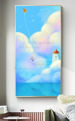 File tranh gốc in trần nhà File bộ tranh treo hiện đại HD60059 3D