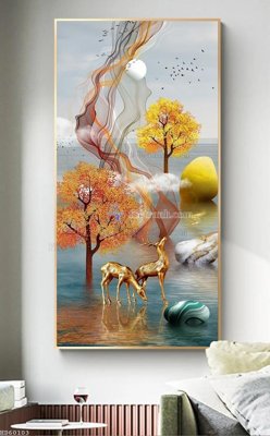 Download file File bộ tranh treo hiện đại HD60103 (gốc) in mica đèn LED