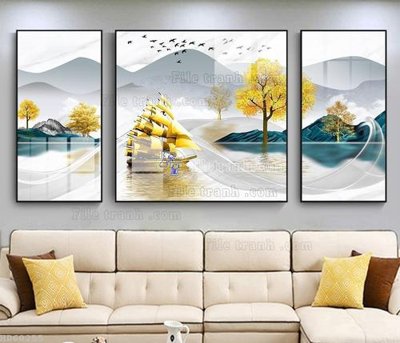 File tranh File bộ tranh treo hiện đại HD60255 (bản gốc) in lụa 5D