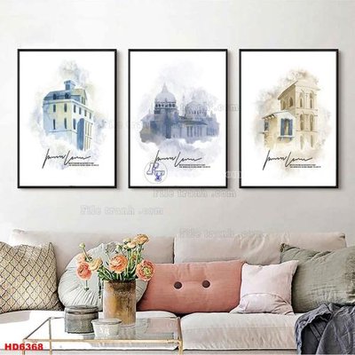 File tranh File tranh bộ hiện đại HD6368 (bản gốc) in lụa dán tường