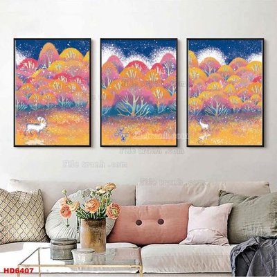 Tải file File tranh bộ hiện đại HD6407 (PSD) cho in tranh kính