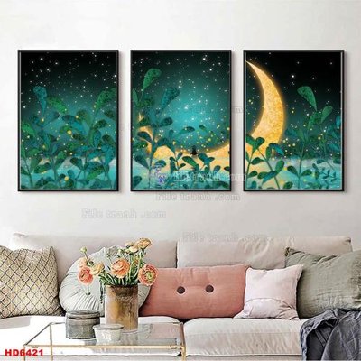 Download file gốc File tranh bộ hiện đại HD6421 (in lụa) tranh 3D