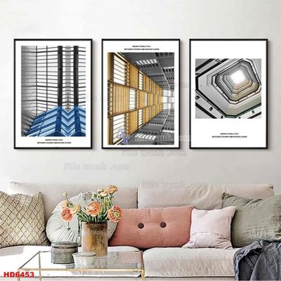 File ảnh File tranh bộ hiện đại HD6453 (gốc) trang trí khách sạn