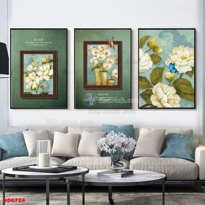Download file gốc File tranh bộ hiện đại HD6724 (in lụa) hoa lá